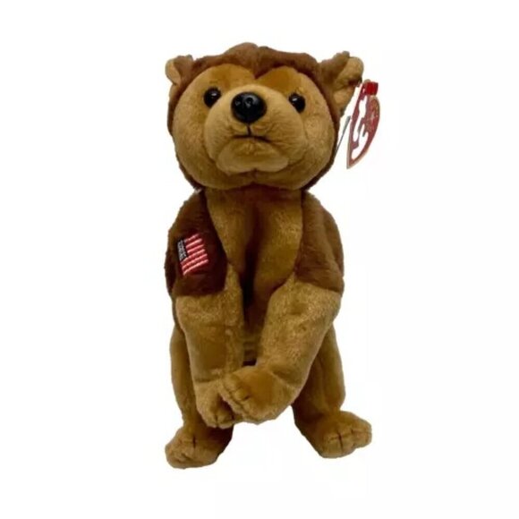 Ty Beanie Baby "Courage" German Shepherd Dog w/American Flag PRISTINE Mint Tags - Picture 1 of 12